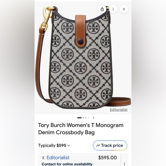 Tory Burch Navy and Cream Patterned Crossbody Bag - Picture 9 of 9
